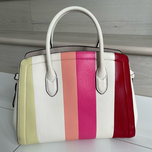 Authentic Kate Spade crossbody striped bag. White, pink, red, and yellow. - Picture 3 of 7
